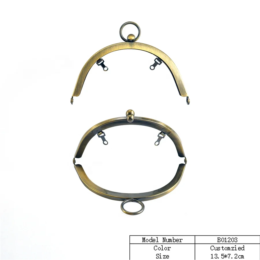 Customized Wholesale Bead head shape half round purse metal kiss lock frame bag frame closure