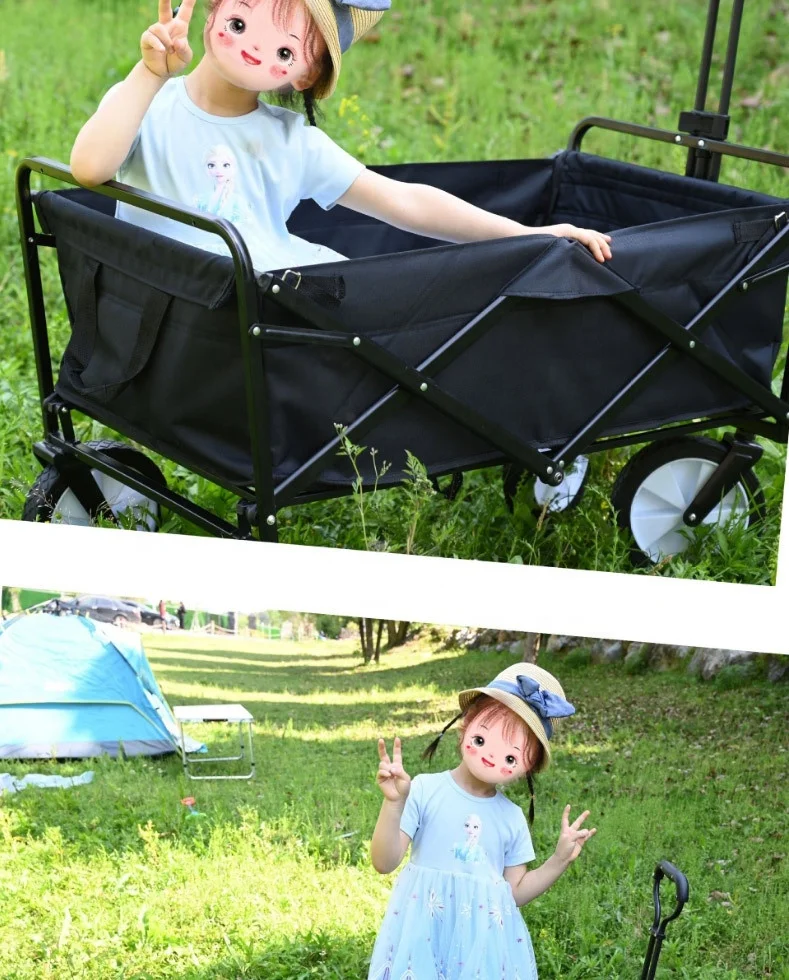 2024 Collapsible Outdoor Utility Wagon Heavy Duty Folding Garden Camping Wagon with Universal Wheels
