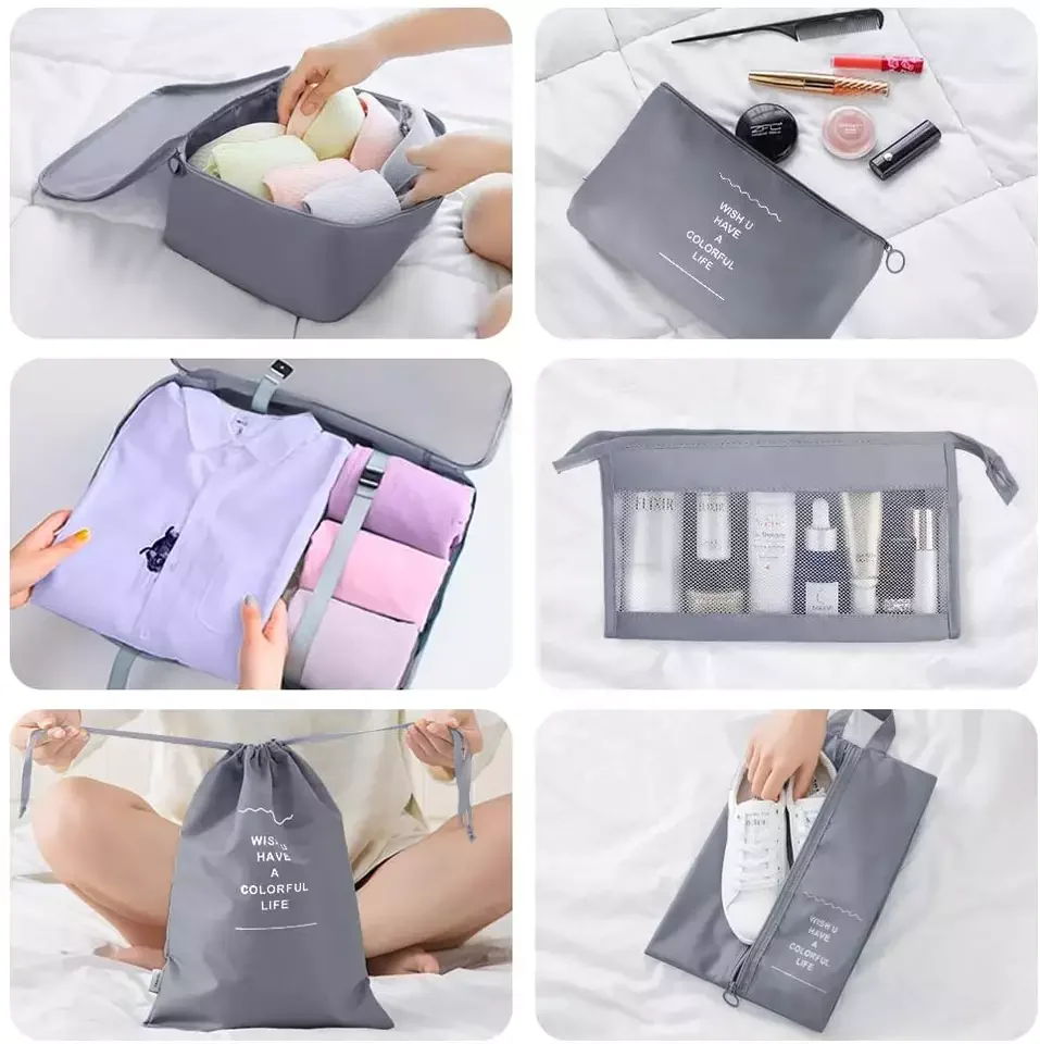 Custom Logo 8Pcs Set Luggage Packing Cubes Waterproof Travel Organizer Storage Bag Set for Clothes Shoes Cosmetic Storage bag