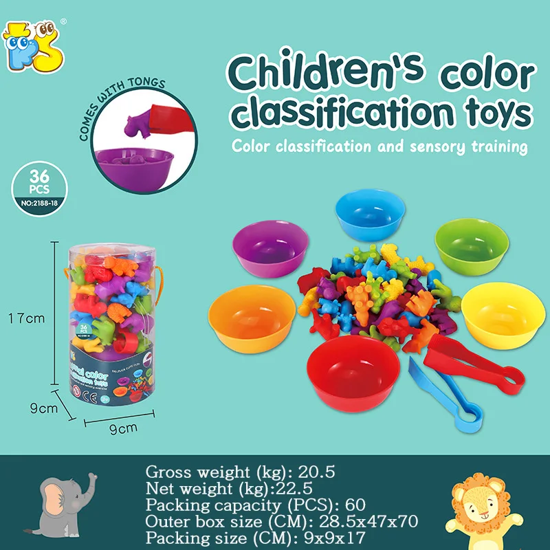 Kids Color Cognition Montessori Educational Counting Animal Dinosaur Sorting Match Game Sensory Toys for Christmas Gift