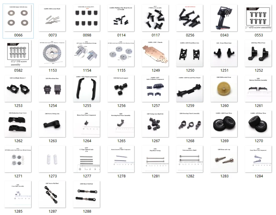 Wltoys 144001 RC Car Spare parts  NO.0066 to 1288 1/14 Scale RC Car Parts 144001 all parts Arm/Rear Active Tooth/ Reduction Gear