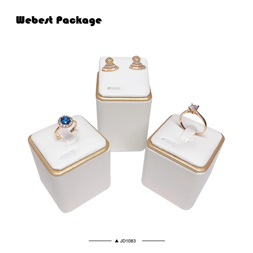 Webest Custom color Pu leather jewelry ring pendant earring display stand pu leather jewelry display set