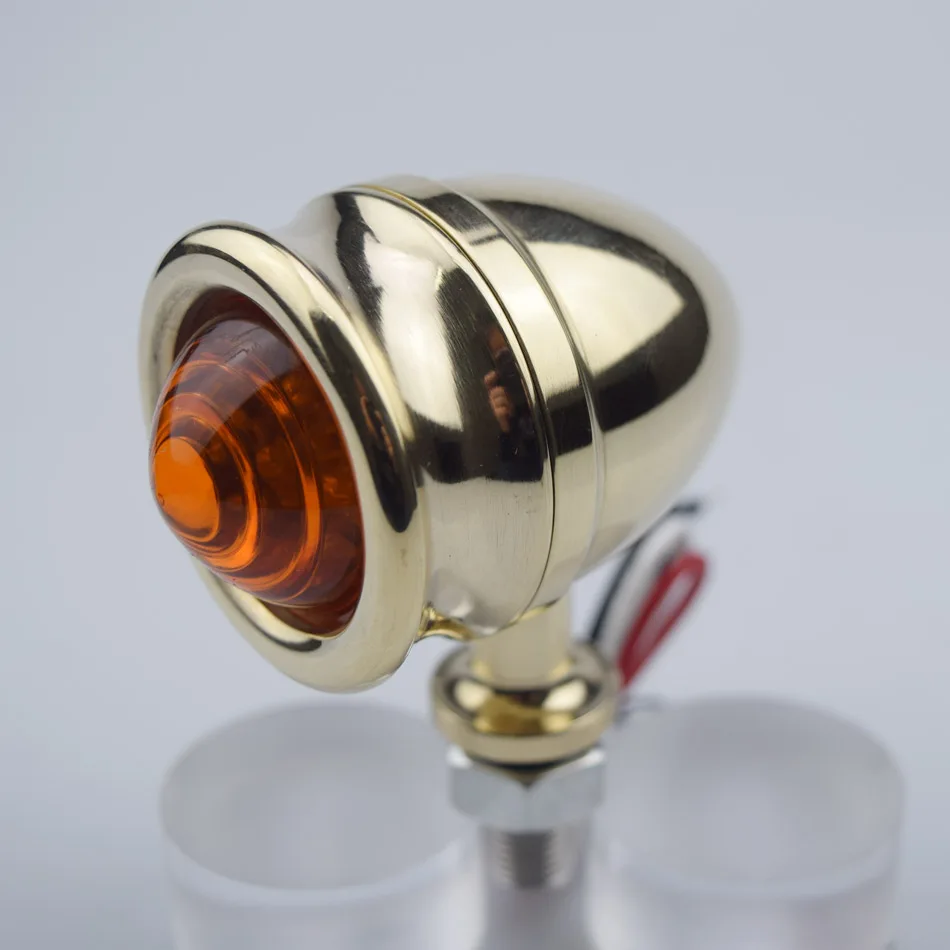Motorcycle Round Brass Turn Signal Lights For Harley Aftermarket Retro Brass Turn Light