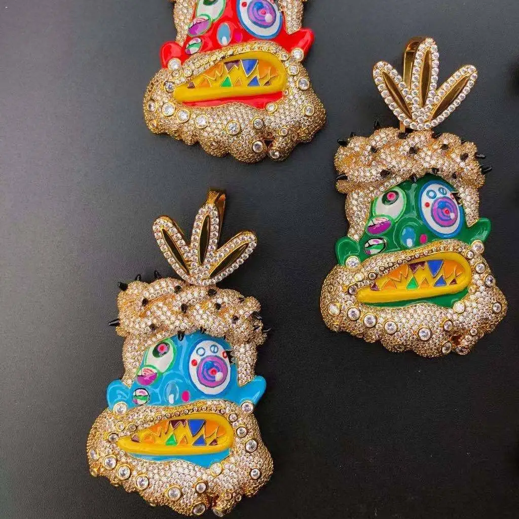 CITIES Jewelry Hiphop Avatar Savage Tribe 925 Sterling Silver Full Iced Out VVS Moissanite Pendants