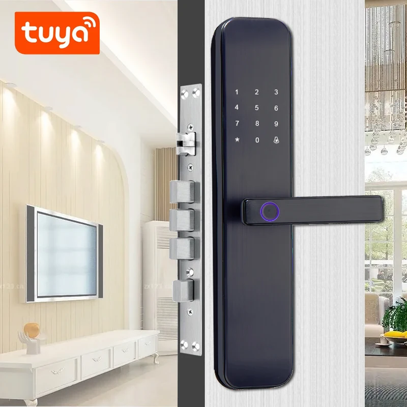 Easy installation Tuya app wifi remote control intelligent fingerprint smart door lock