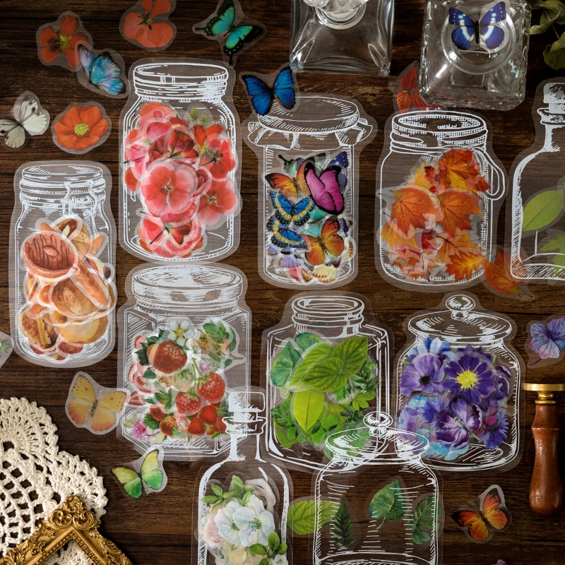30pcs/1pack Kawaii Stationery Stickers Flower bottle Diary journal Decorative Mobile Stickers Scrapbooking DIY Craft Stickers