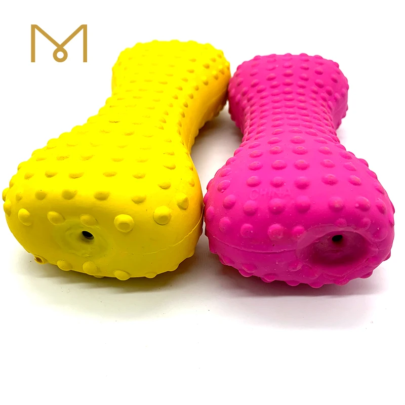 Sustainable Soft Bone shape Latex Chew Pet Bones Custom Squeaky Spike Dog Toy