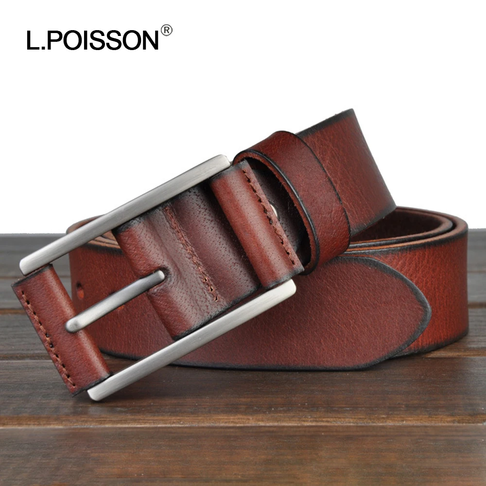 L.Poisson Top Grain Cow Leather Unisex Belt China Factory Classical Style Belts