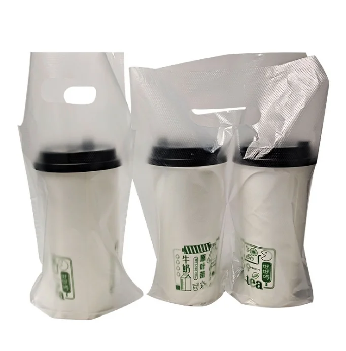 custom packaging food coffee takeout bag disposable plastic milk tea packaging transparent cup plastic PE bags pouches