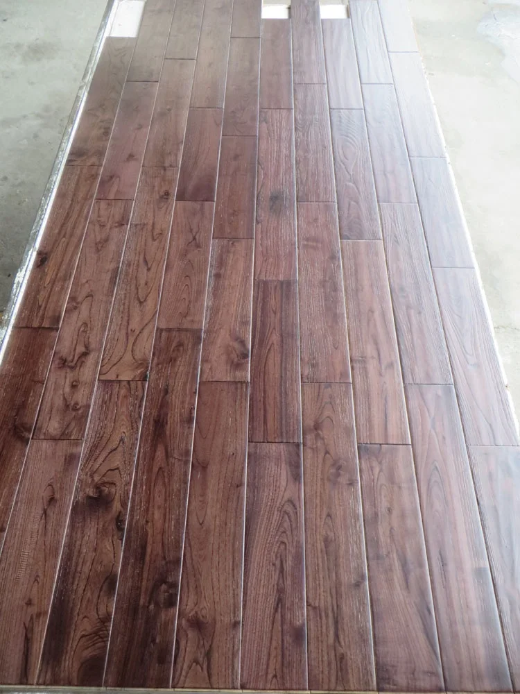 Prefinished rustic asian teak (Robinia) solid hardwood flooring Indoor modern Traditional Design ABCD Brushed Wood USA Market