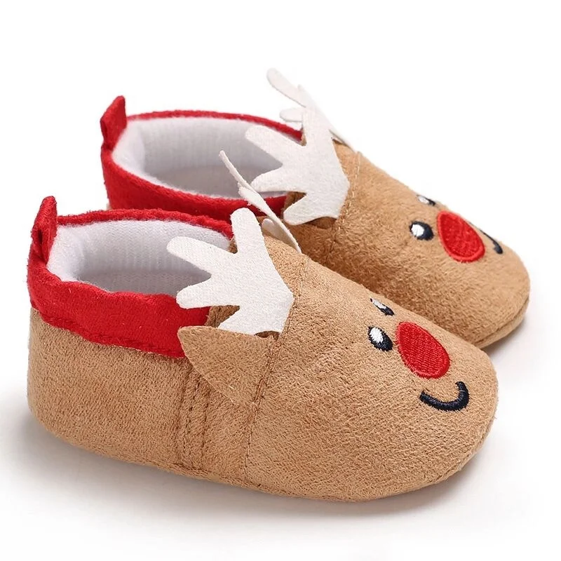 Cute Winter Infant Bean Boots Baby Christmas Reindeer Slippers Shoes