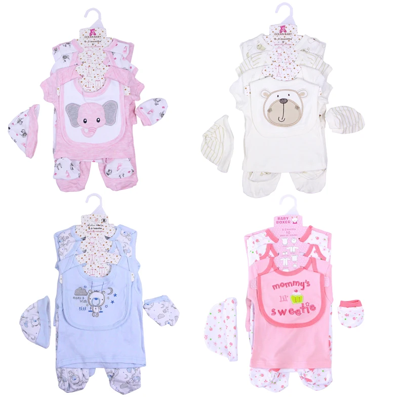 Multi color Unisex Autumn Winter baby onsies newborn clothes 8 piece set baby rompers baby infant romper clothing sets