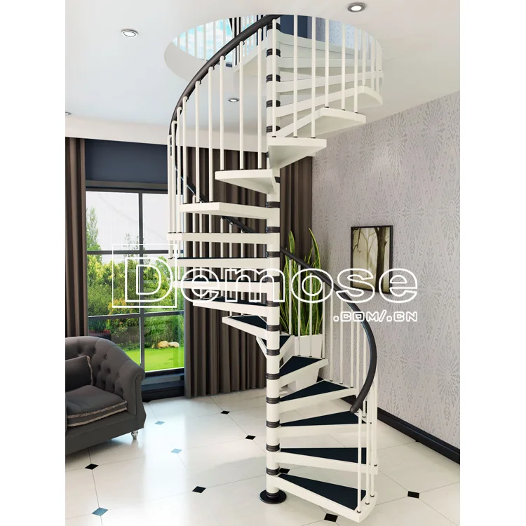 steel wood round stairs for home/round wood spiral staircase