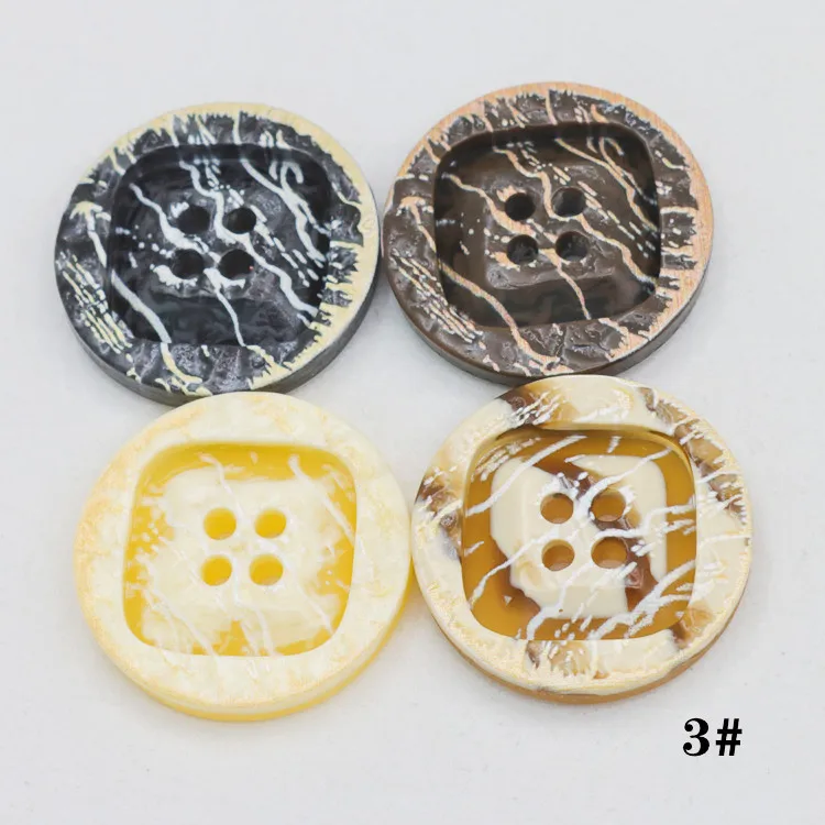 Button manufacturer custom wholesale 4-hole flat back imitation horns blazer plastic resin buttons