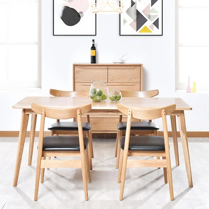 Modern Wood Dining Room Furniture Solid Wood Kitchen Dining Table Coffee Breakfast Long Table