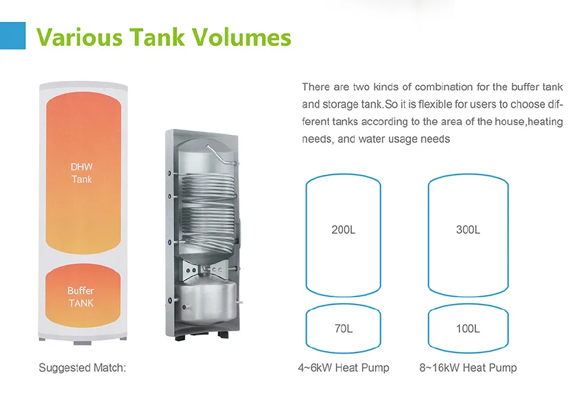 JIADELE Hot Water Storage Tanks With High Output Heat Exchanger New Energy Heat Pump 3kw Hot Water  Buffer Tanks Isolation