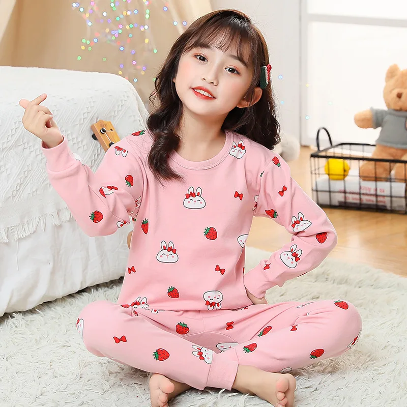 Hot selling Cotton Pajamas Girls sleepwear Children Pajamas High Quality princess kids cartoon pajamas