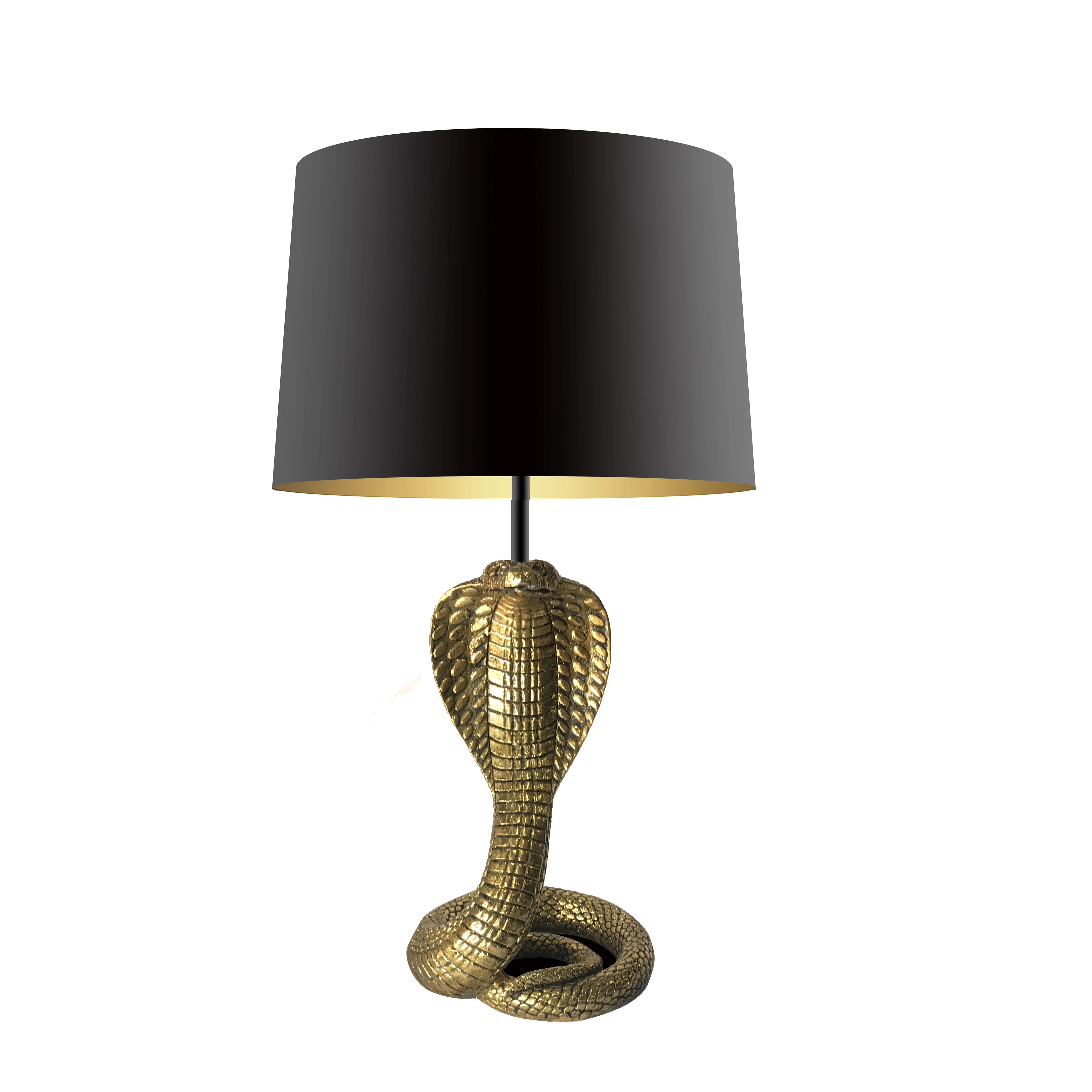 Unique And Stunning Gold Animal Resin Snake Table Lamp  Black Shade Vintage Hot Sale Home Decor Desk Lamp Creative