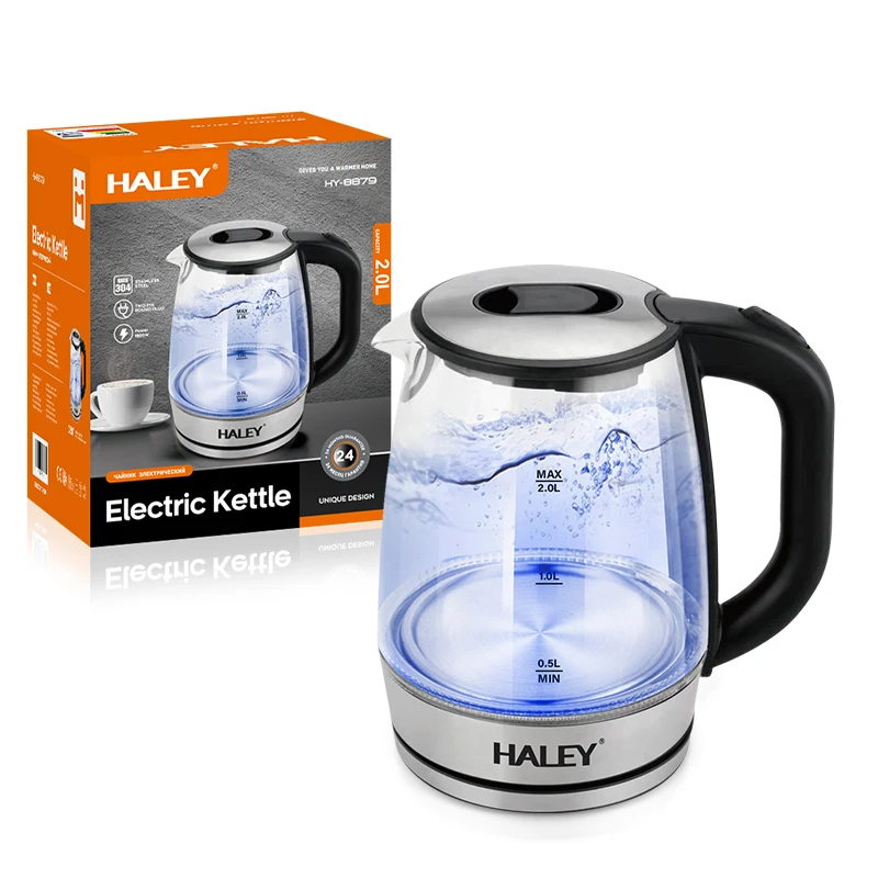 HALEY Hotel Home Kitchen Appliances Glass Kettle Boil Dry Protection Electric Kettle Keep Warm Cheap Glass New 2000W 2L