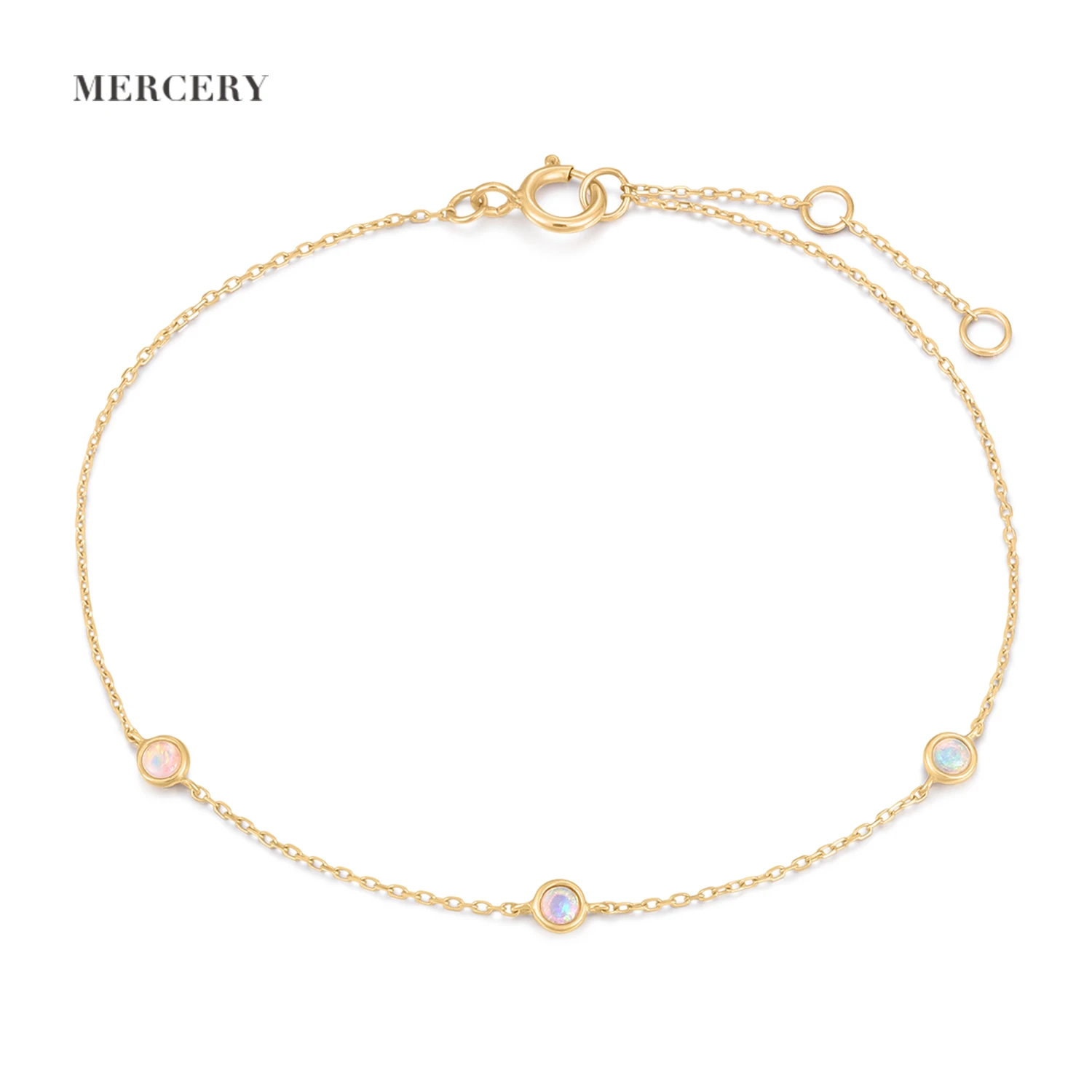 Mercery Jewelry Beautiful Natural Opal Bracelet 14K Solid Gold Gemstone Bracelet Summer Rustic Jewelry For Women