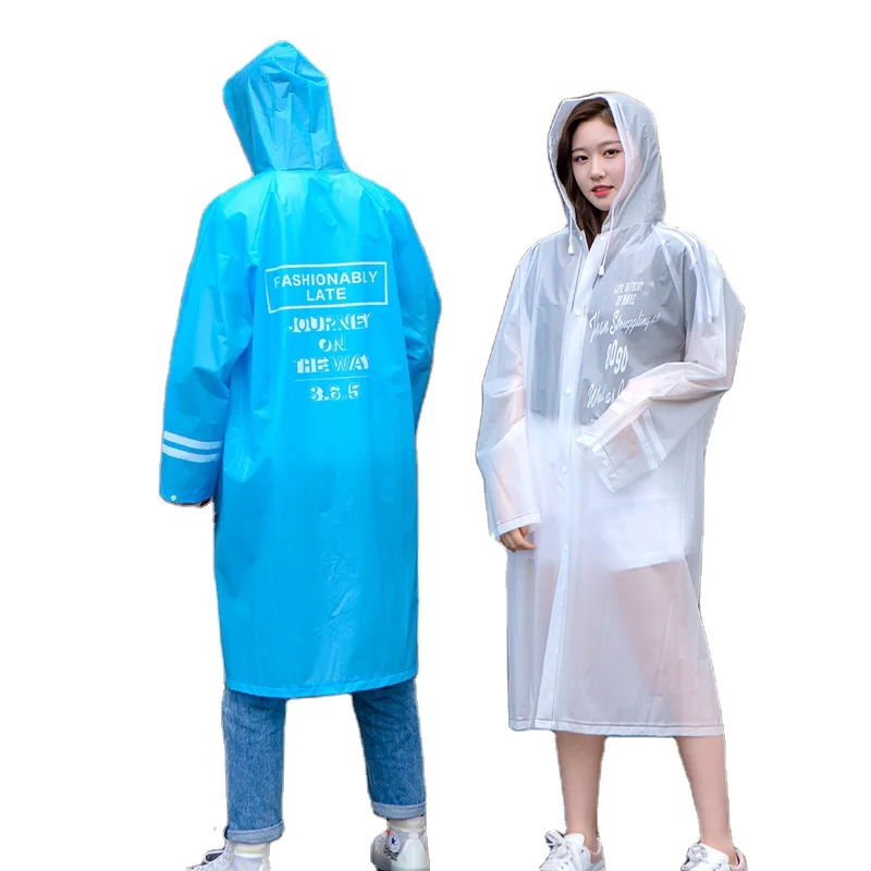 Custom Logo Adult Waterproof Hooded EVA Plastic Raincoat