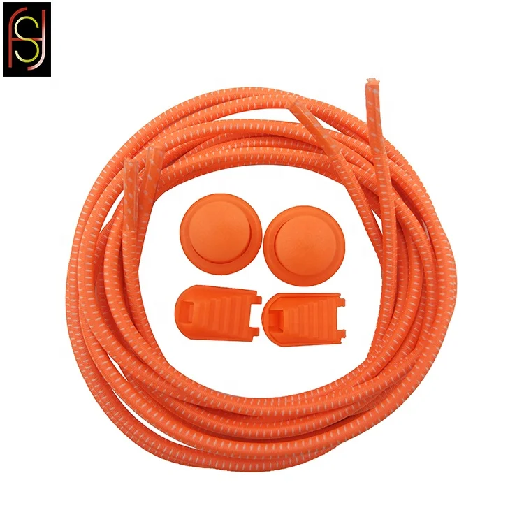 Solid color polyester custom shoe tips elastic lock no tie shoelace