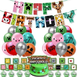 Festive Party Surprise Gift Miner Themed Wall Decoration Pixel Style Balloons Set Party Balloons