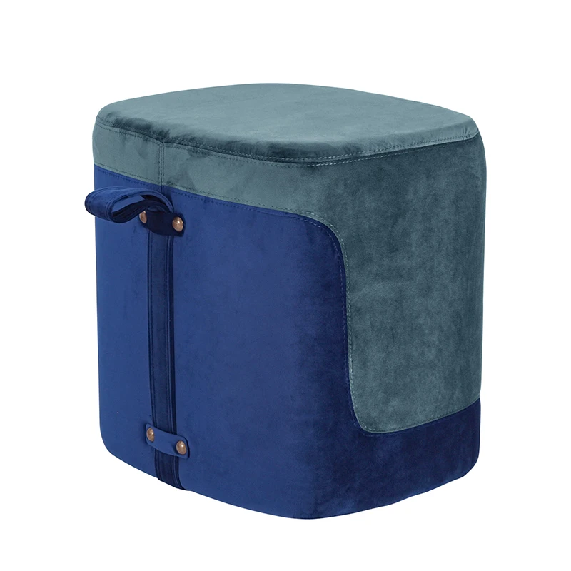USA warehouse direct ship Modern living room furniture fabric square side velvet Ottoman stool