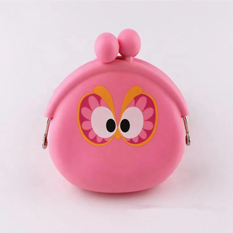 Smile Luxury Metal Clip Kawaii Cute Round Animal Print Waterproof  kids ladies Customized Mini Silicone Coin Purse for Girls