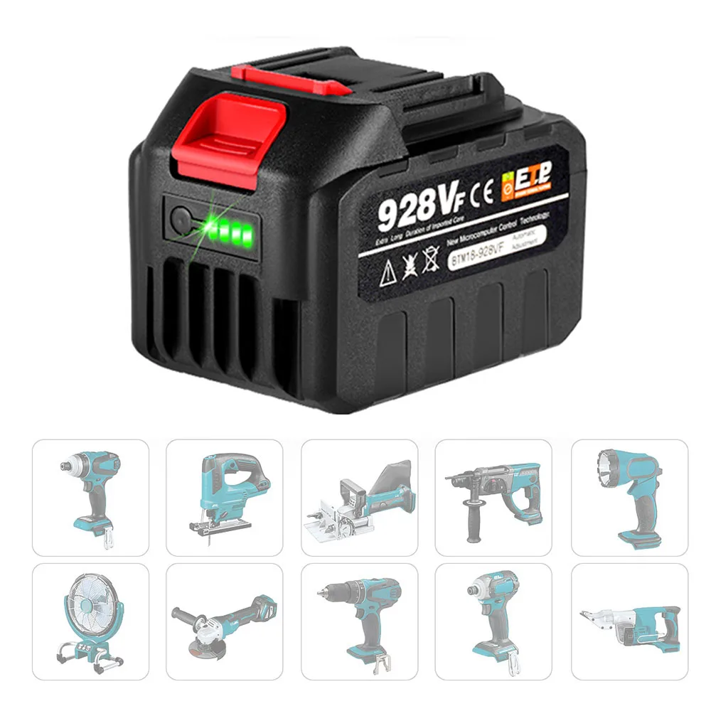 18V 4500mAh Rechargeable Lithium Ion Battery With Battery Indicator For Makita BL1830 BL1840 BL1850 Power Tool Battery EU Plug