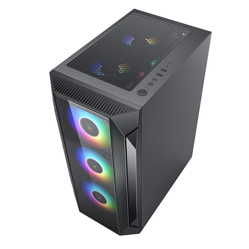 Чехол KINGDOM для игрового ЦП белого/черного цвета с закаленным стеклом RGB Fan ATX Mid