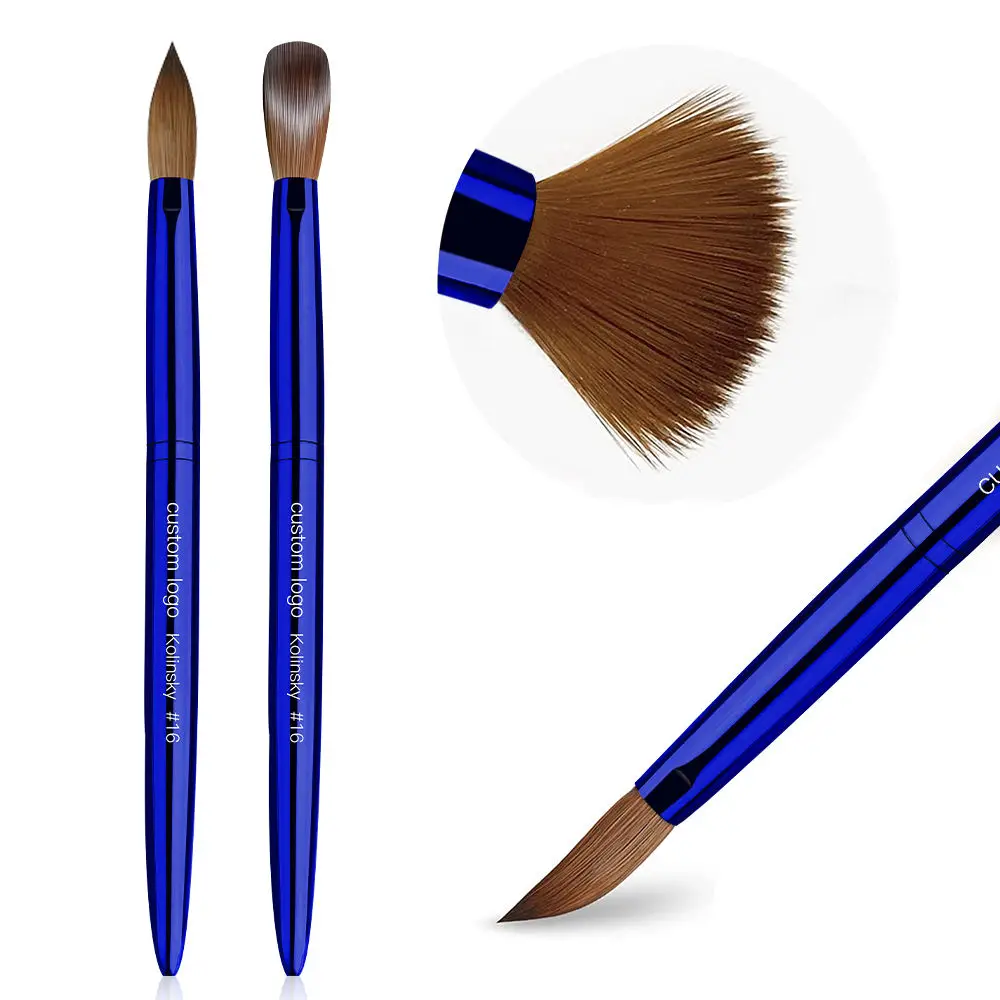 2023 Hot Quality Nails Brush Kolinsky USA Size 8 24 Crimped Acrylic Nail brush 100% Pure Kolinsky With Box For Manicure Powder