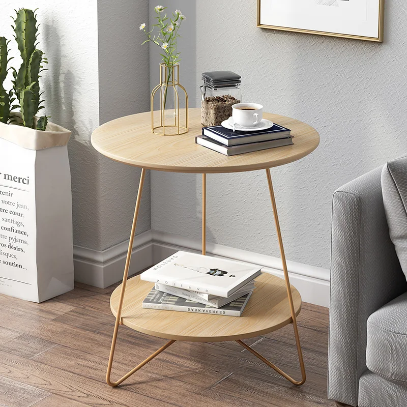 
Export to Europe contracted modern golden MDF round tea coffee teapoy table 