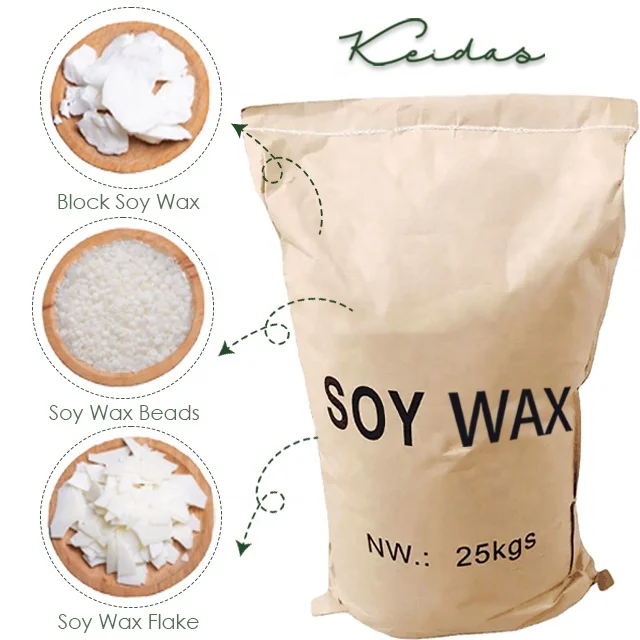 Factory Price High Quality 52 Degree Flaky Soy Wax Soybeans Wax Dedicated Dry Flower Granular Soy Wax Glass Jar Candles