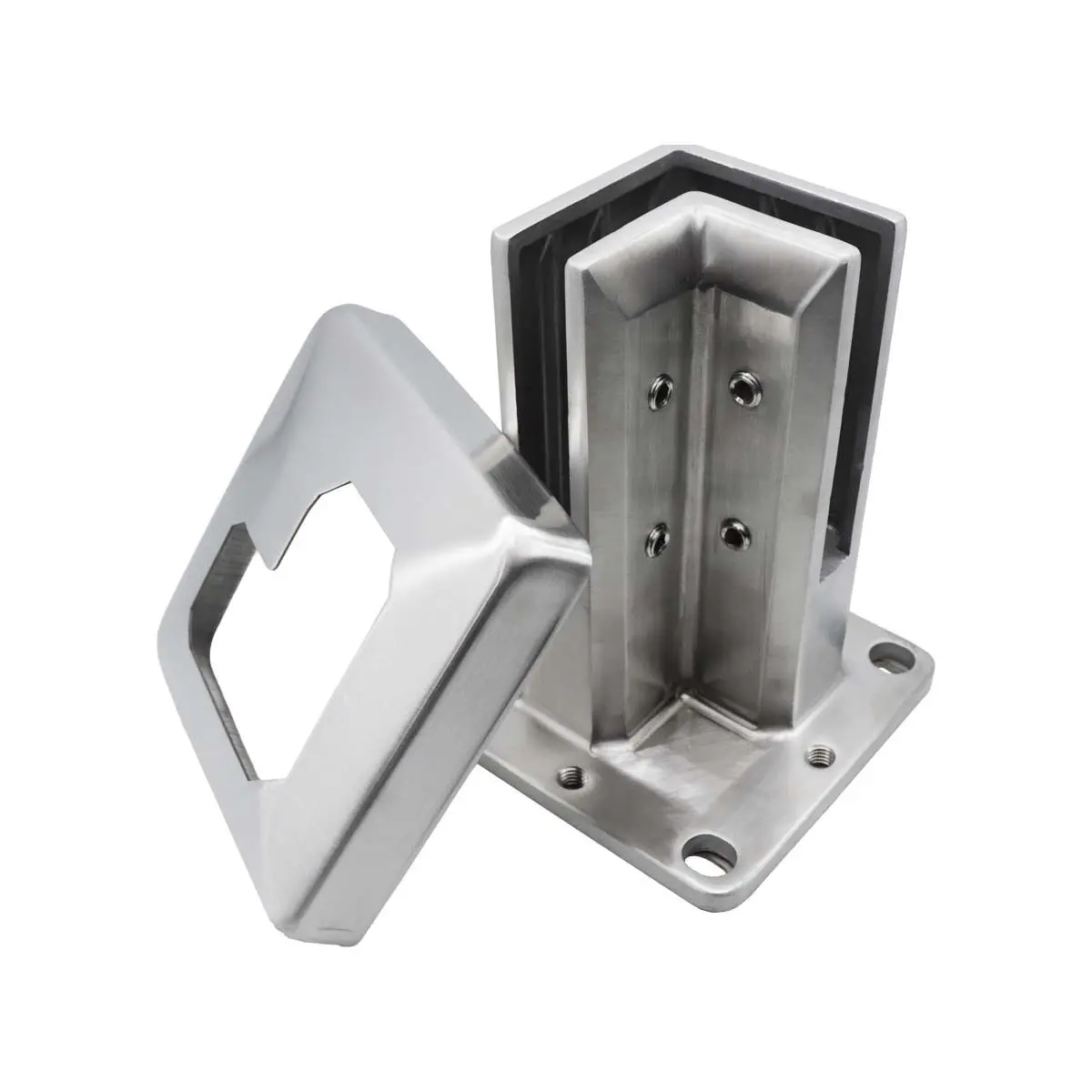 European Market Floor To Glass Railing Pool Fence Frameless Balcony Glass Spigot With Two Glass