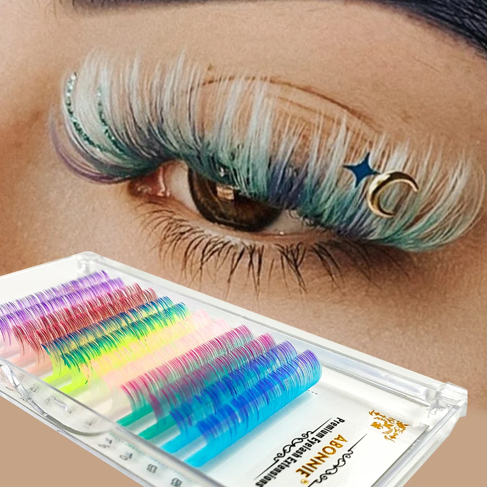 Abonnie Wholesale Eyelash Extension Supplies Lash Trays Private Label Faux Mink Pbt Fiber Matte Colore Eyelash Extension