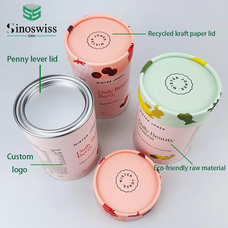 Hot Sale Customized Airtight Protein Powder Paper Tube Packaging Composite Can With Paper Lid