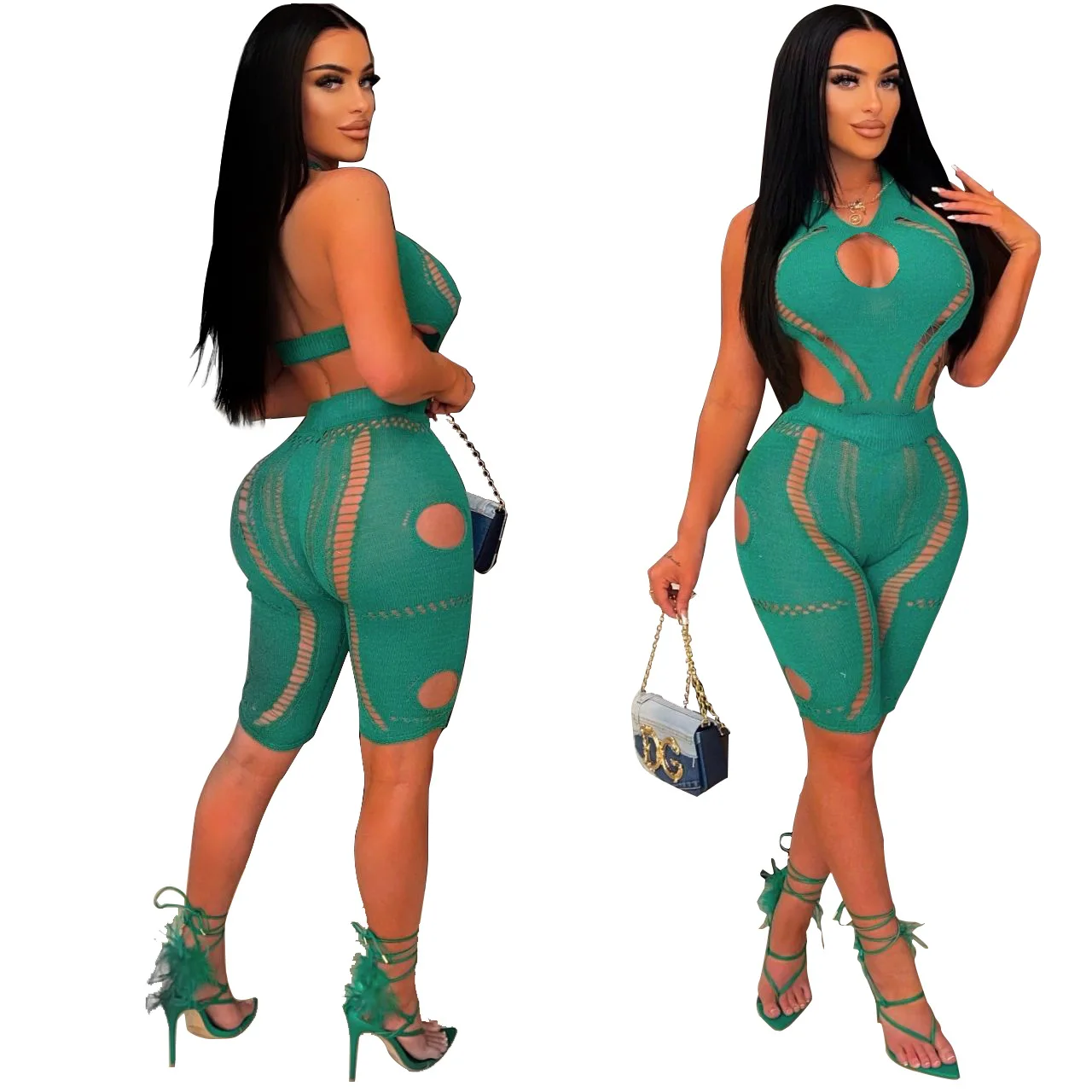 Sexy Hollow Out Jumpsuits For Women Summer Women Clothing Knitted One Piece Jumpsuit Pants Women