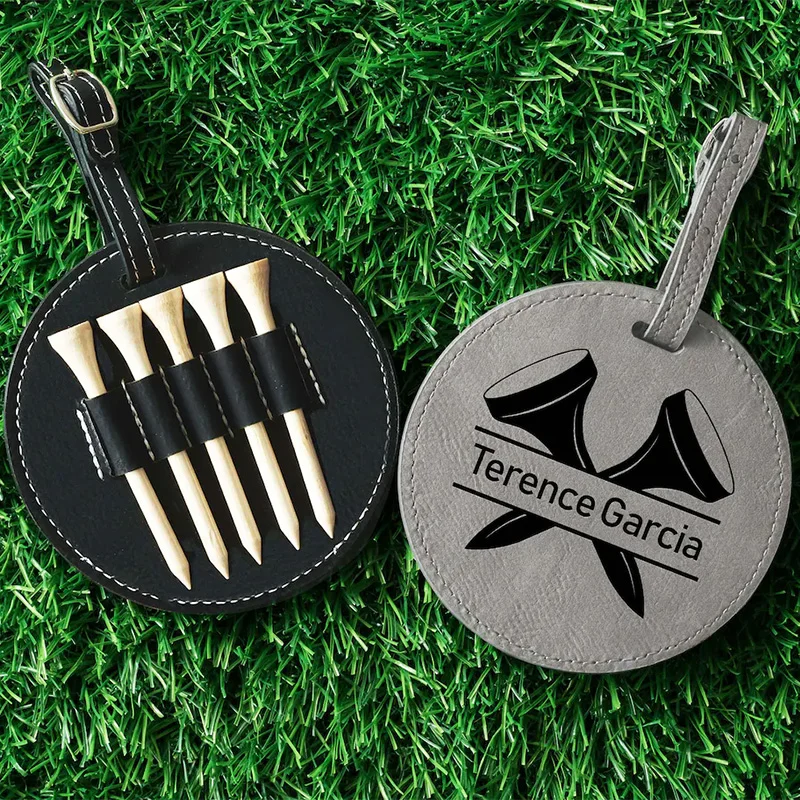 Factory Wholesales Custom Sublimation Blank Leather Golf Golf Tee Holder Bag Tag