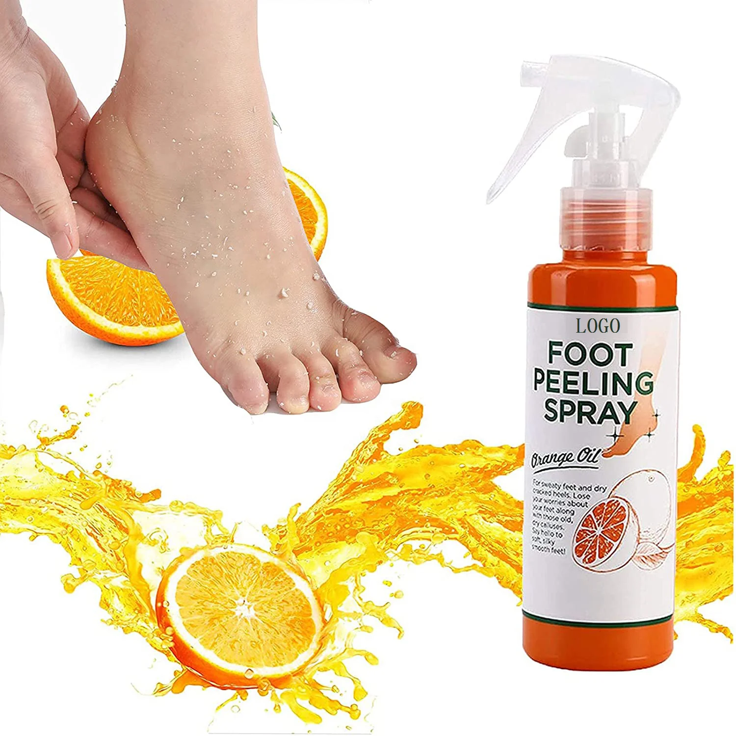 Customize Logo Orange Foot Exfoliate Peel Off Spray Knee Pigmentation Repairing For Dry Cracked Skin Foot Care
