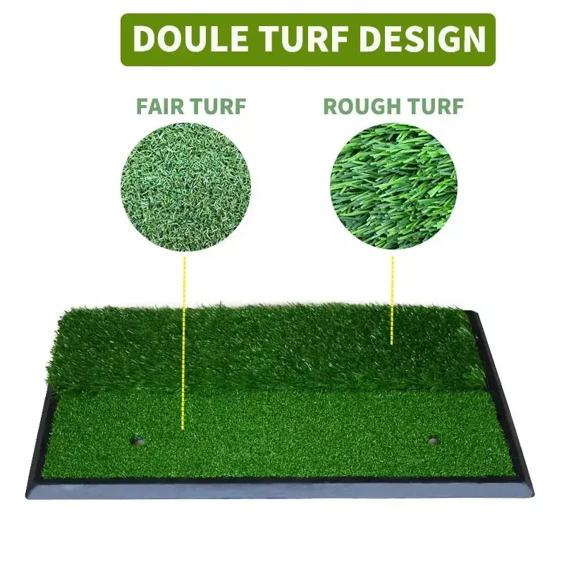 Popular Dual Turf Golf Practice Mat Swing Mat  Hitting Chipping Mat with Rubber Tee Indoor & Outdoor Practice Golf