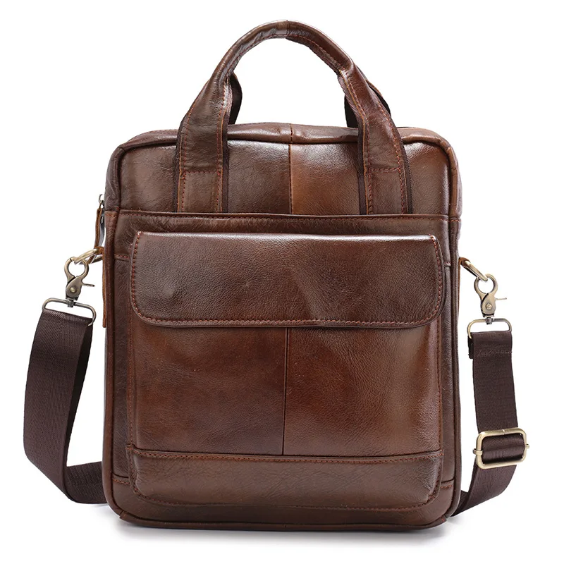 Vintage Real Leather Flap Bag Casual Office Crossbody Shoulder Satchel Bag Business Crazy Horse Leather Messenger Bag For Men