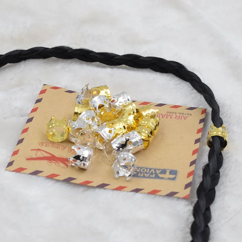 new 10/12mm 1000pcs  coloured hair dread dreadlock Bead adjustable cuff clip crown  hair styling diy beauty for africa hair