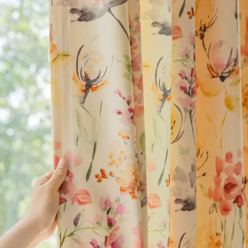 Custom 3D Printed Curtains ink painting View Decorative window block out Curtain for Living Room