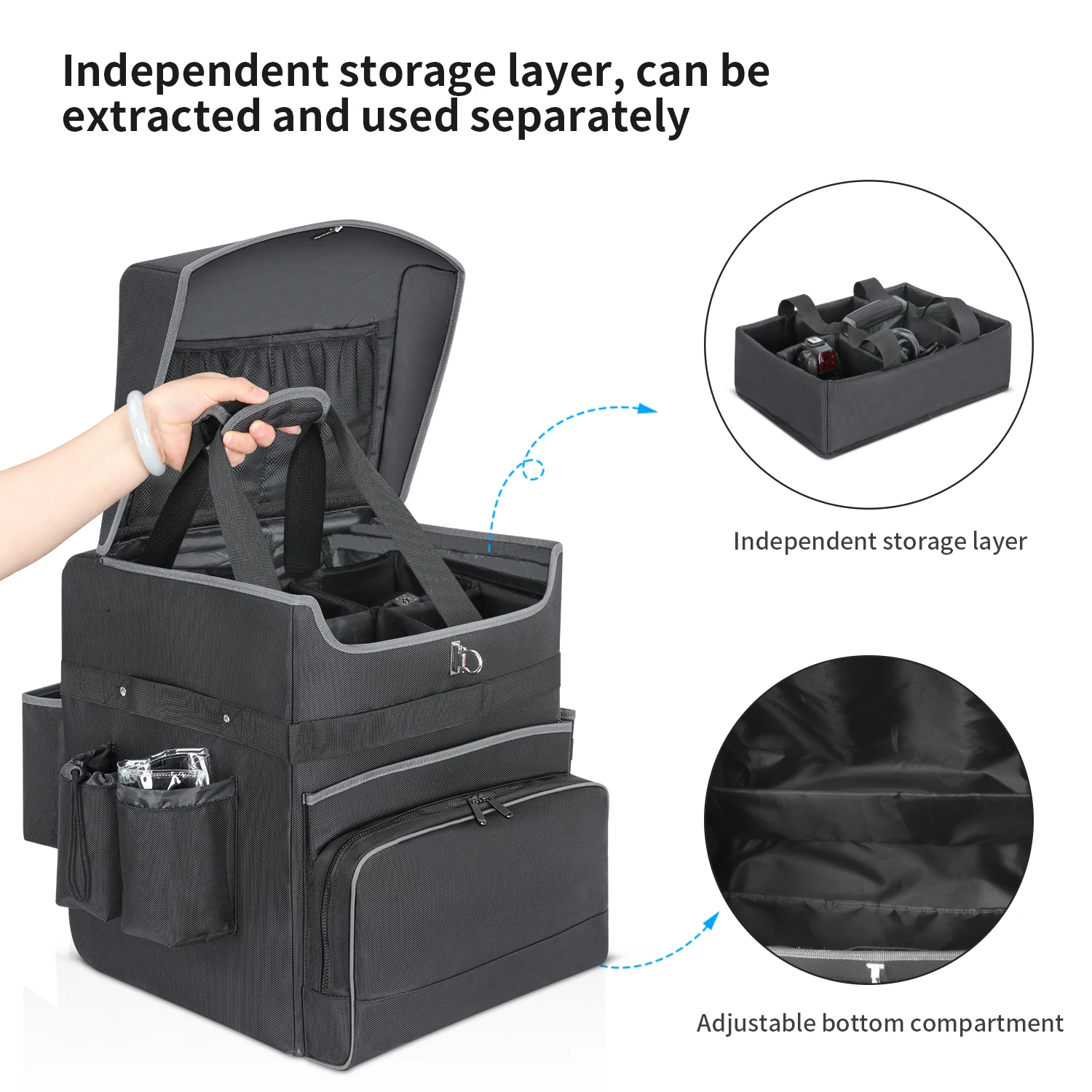 Camera Tool Trolley Bag Travelling Bags Trolley Luggage Waterproof 1680D Large Capacity  Heavy Duty Wheels Rolling Storage Bag