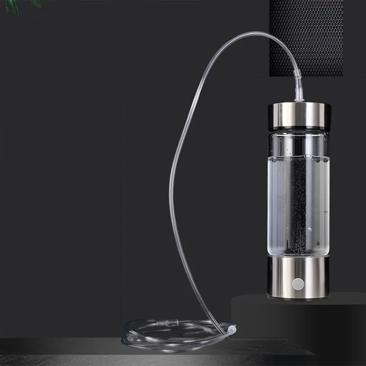 Usb Rechargeable Glass Electrolysis Inhaler Generator Ionizer Hydrogen-Rich Filter Rich Hydrogen Water Bottle