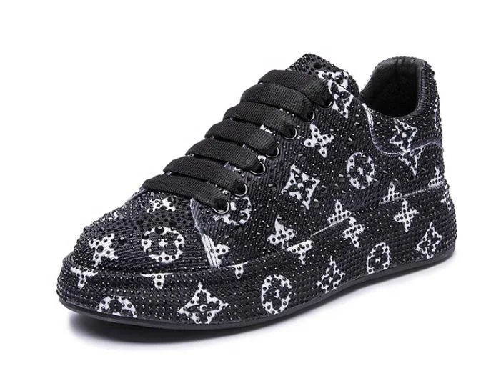 2022 fashion new arrivals all rhinestone sneakers women casual flats ladies sport shoes lace up plus size