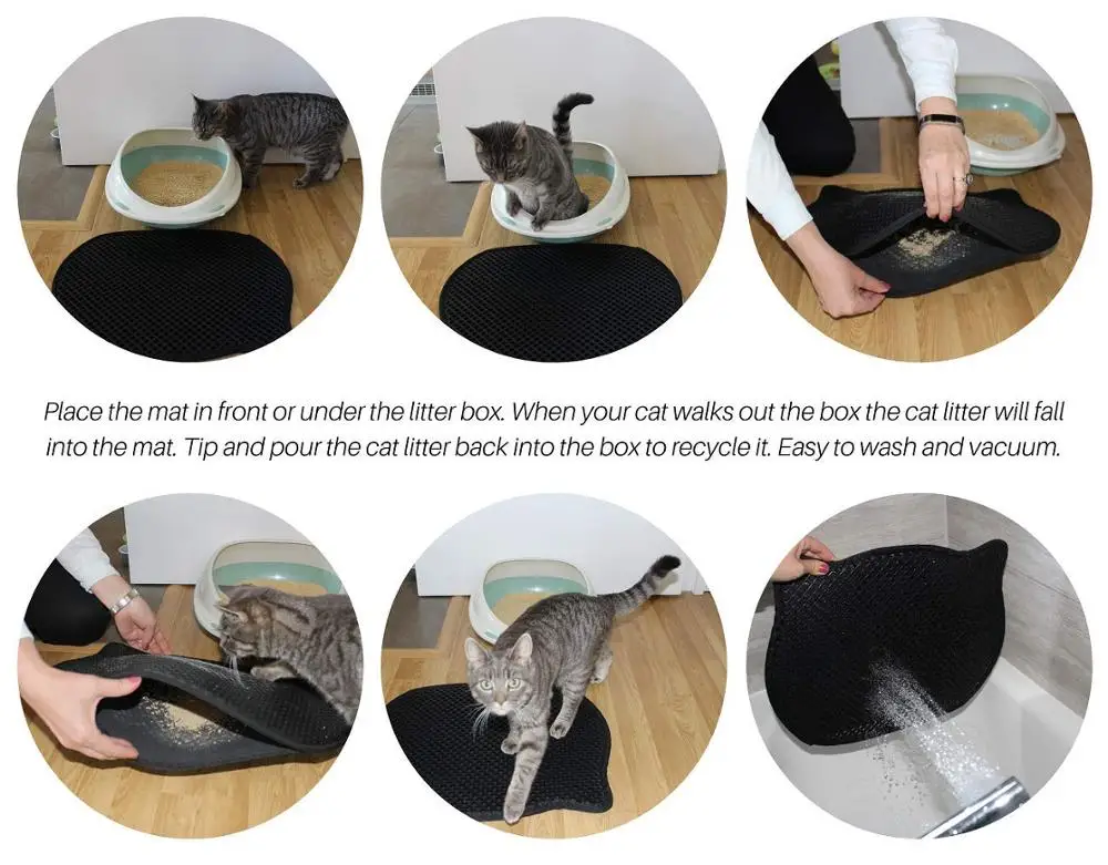 
Manufacture lightweight waterproof EVA foam cat shape cat litter box mat 
