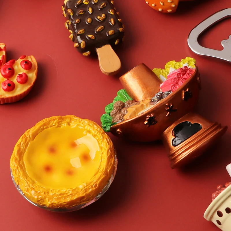 Fried Chicken burger Fridge Magnet 3D Resin Food french fries Chips Refrigerator Magnet Wholesale Price