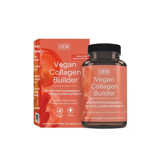 Vegan Collagen Builder Plant-Based Supplement with Vitamin C, White Tea Bamboo Extract for Glowing, Hydrated Skin OEM/ODM